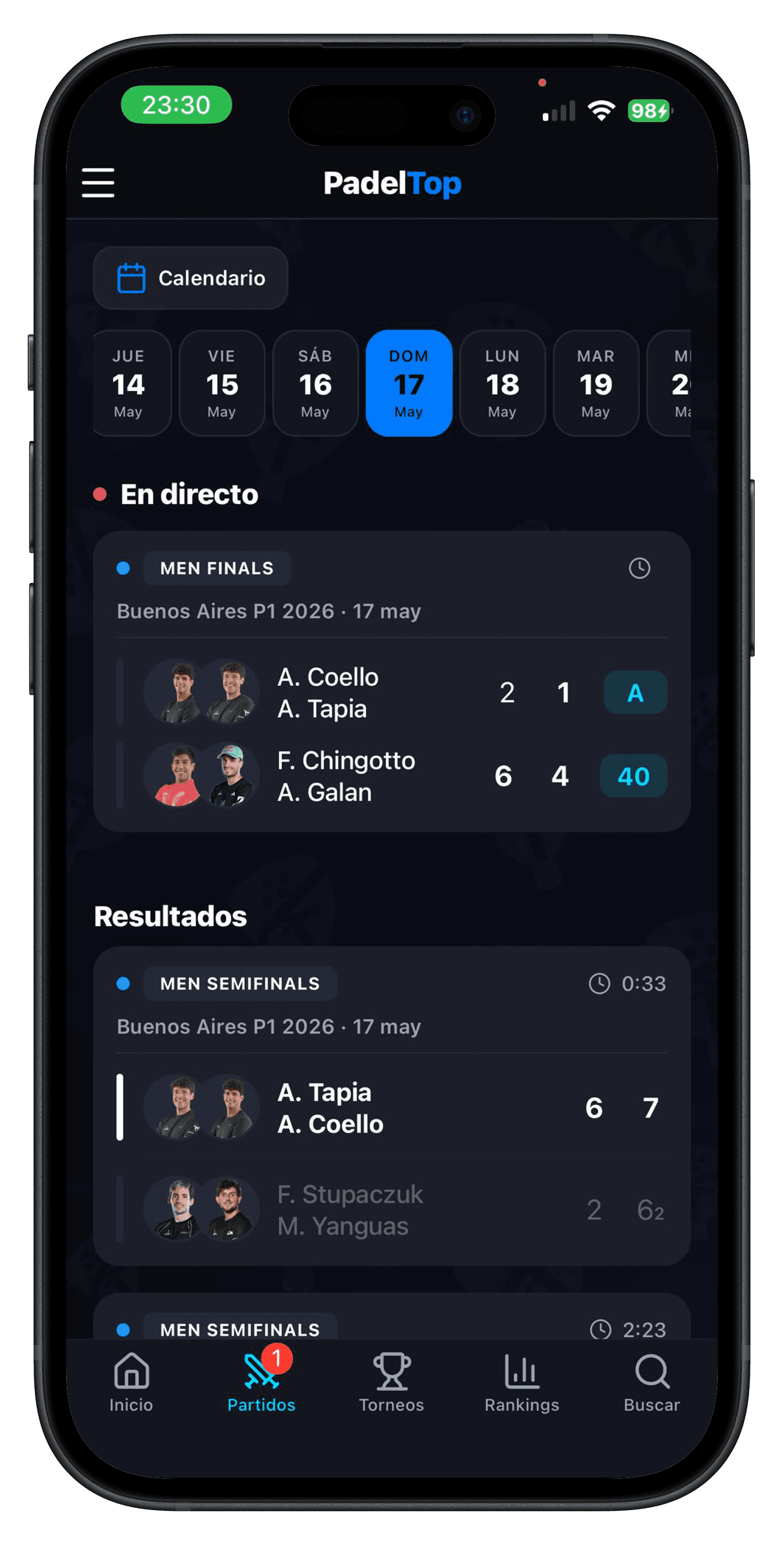 Partidos en PadelTop